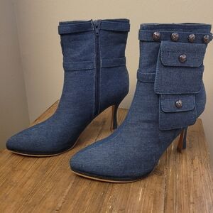 Yoki Khelani Women's Heeled Stiletto Denim Boots Size 10